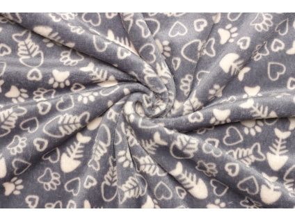 Coral fleece Soft - Rybí kost, srdce, tlapky