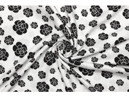 Šatová | halenková látka viskózová - Květinový vzor květy