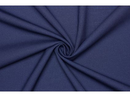 Kostýmová elastická směsová panenská vlna - Tmavě navy modrá